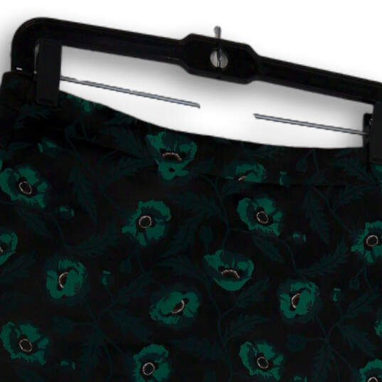 NWT Womens Black Floral Flat Front Jacquard Back Zip A-Line Skirt Size 10 image number 3
