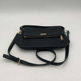 Womens Highland Place Black Leather Pockets Adjustable Strap Crossbody Bag