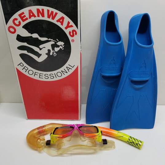 Oceanwave Professional snorkeling dive fins flippers mask set size 5-7 image number 1