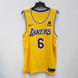 Mens Yellow Los Angeles Lakers LeBron James#6 Basketball NBA Jersey Size XL