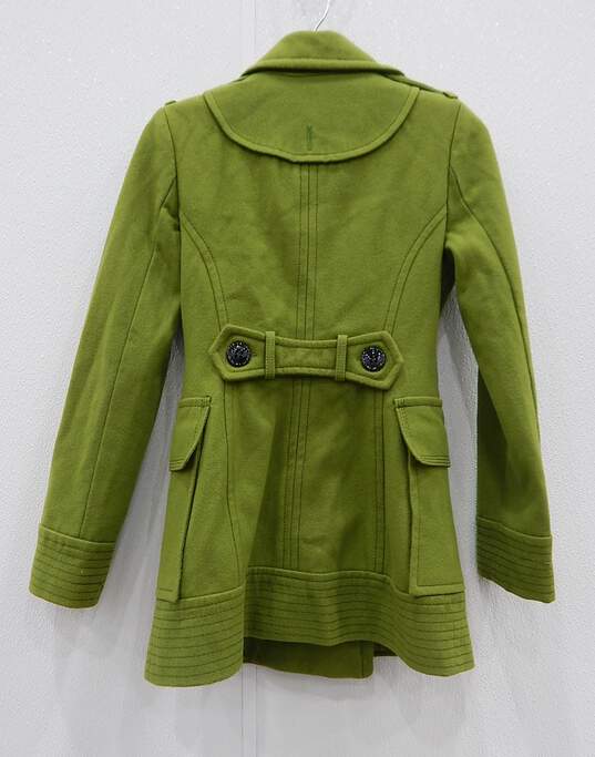 Women's Miss Sixty Green Mid Length Wool Coat Size Extra Small image number 2