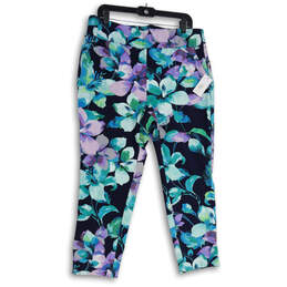 NWT Womens Multicolor Floral Comfort Stretch Skinny Leg Ankle Pants Sz PXL