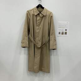Christian Dior Womens Tan Button Up Collared Long Trench Coat Size 40L w/ COA