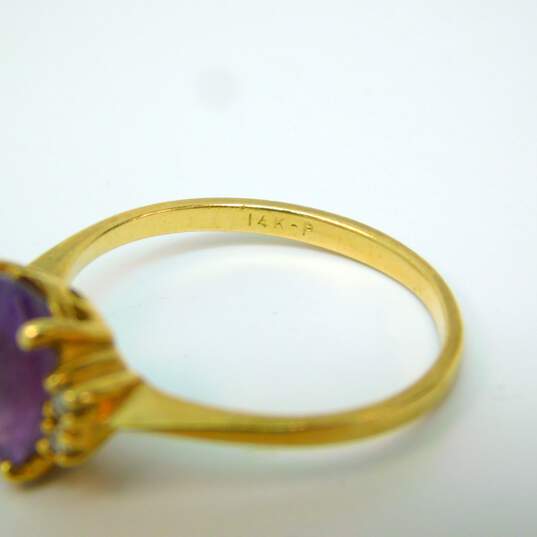 14K Yellow Gold Amethyst & Diamond Accent Ring 2.4g image number 5