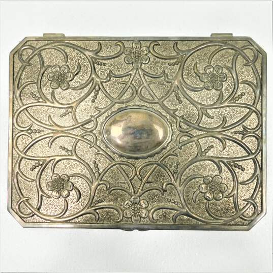 Vintage Godinger Silver Plated Jewelry Box Red Velvet Liner image number 3