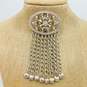 VNTG Signed Sarah Coventry Silver Tone Fringe Chain Dangle Brooch image number 1