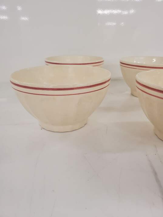 Luneville Cream Red Stripe Bowls Set of 4 image number 3