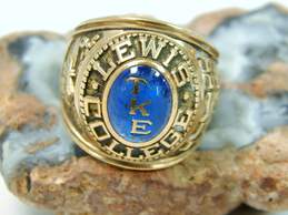 10K Yellow Gold Blue Spinel 1969 Lewis College Class Ring 12.7g alternative image