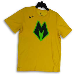 Mens Yellow Milwaukee Bucks Short Sleeve Basketball Pullover T-Shirt Size L