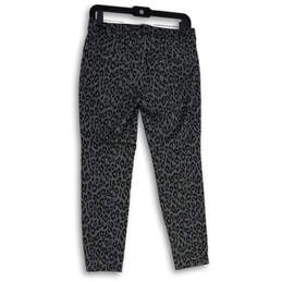 Womens Gray Black Cheetah Print Welt Pocket Straight Leg Ankle Pants Size 4 alternative image