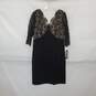 Maggy London Petites Black Sheer Lace Sleeve Midi Sheath Dress WM Size 14 NWT image number 1