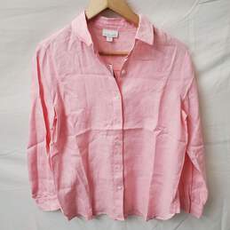 J. Jill Love Linen Pink Women's Button Up Long Sleeve Shirt Size XS Petite NWT