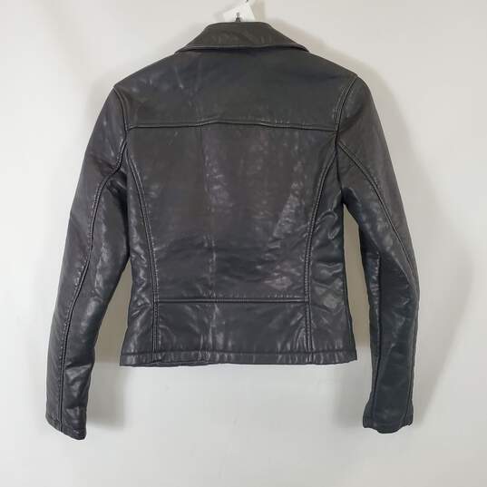 Top Shop Women's Black Leather Jacket SZ 2 NWT image number 6