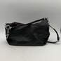 Womens Black Leather Zip Inner Pockets Buckle Detachable Strap Shoulder Bag image number 2