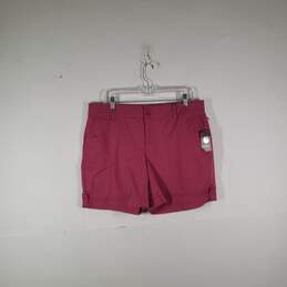 NWT Womens Rosette Wash Flat Front Slash Pockets Chino Shorts Size 14