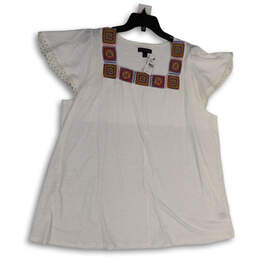 NWT Womens White Short Sleeve Square Neck Pullover Blouse Top Size 22/24