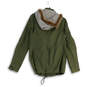 Womens Green Long Sleeve Hooded Full-Zip Military Jacket Size Small image number 2