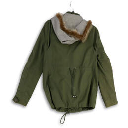Womens Green Long Sleeve Hooded Full-Zip Military Jacket Size Small alternative image