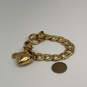 Designer Juicy Couture Gold-Tone Link Chain Puffy Heart Charm Bracelet image number 3