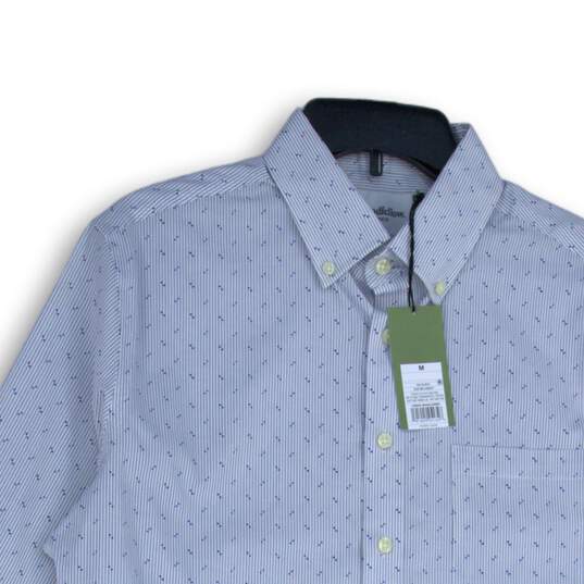 NWT Goodfellow & Co. Mens Blue White Striped Collared Button-Up Shirt Size M image number 3