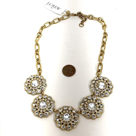 NWT Designer J. Crew Gold-Tone Clear Crystal Cut Stone Statement Necklace image number 2