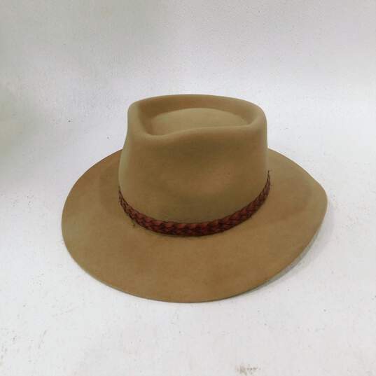Australian Outback Collection JACKEROO Fur Felt Leather Beige Hat Size 7-1/2 image number 2