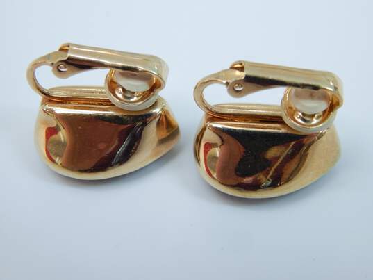 Vintage SAL Swarovski Faceted Black Glass Gold Tone Clip On Earrings 11.9g image number 4