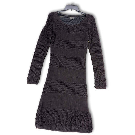 Womens Black Knitted Round Neck Long Sleeve Sweater Dress Size Medium image number 1