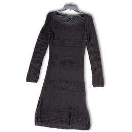 Womens Black Knitted Round Neck Long Sleeve Sweater Dress Size Medium