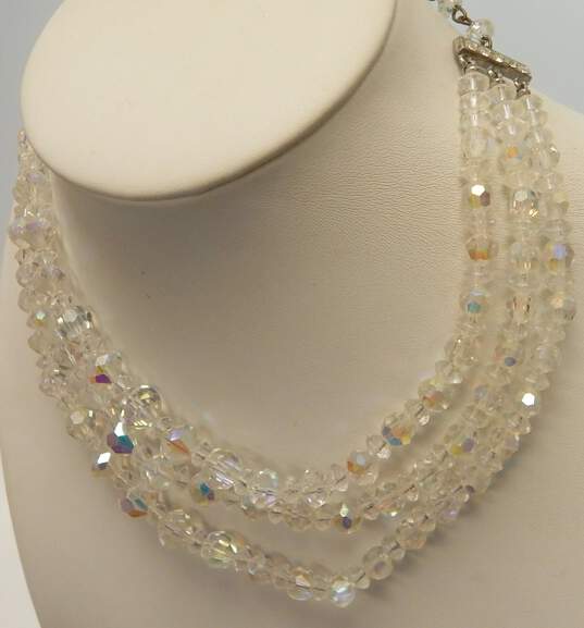 VNTG Icy Aurora Borealis Necklace w/Icy Rose Quartz Earrings 105.8g image number 2