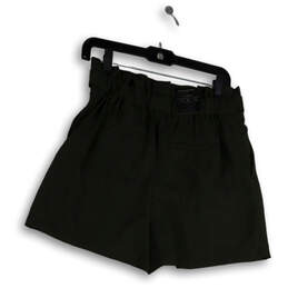 NWT Womens Green Flat Front Pockets Elastic Waist 5" Chino Shorts Size 8