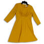 Womens Yellow Crew Neck 3/4 Sleeve Back Zip Sheath Dresses Size 10P image number 1