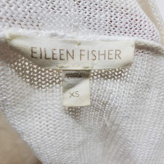 Eileen Fisher Linen White Cardigan Open Front Sweater Women's XS image number 3
