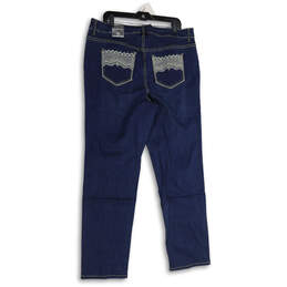 NWT Womens Blue Denim Embroidered 5-Pocket Design Straight Leg Jeans Sz 16T alternative image