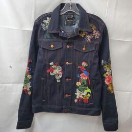 Olmos & Y Flores Denim Trucker Embroidered Jacket Button Up Women's Size 1