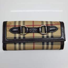AUTHENTICATED BURBERRY LEATHER SIGNATURE CHECK HAYMARKET MOLLY WALLET
