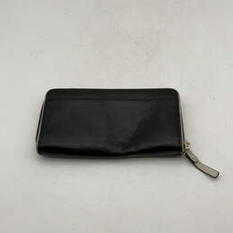 Womens Black White Leather Inner Pockets Card Holder Zip-Around Wallet alternative image
