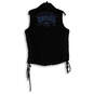 NWT Womens Black Embroidered Spread Collar Lace-Up Full-Zip Vest Size XL image number 2