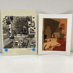 Lot of 2 Print of Interior Illustrations by Vincent Cecil & Trust Your Gut