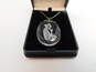 Precious Moments Silvertone Girl & Goose Carved Glass Oval Pendant Chain Necklace IOB 45.6g image number 3