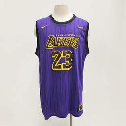 Nike Men's L.A. Lakers Lebron James Purple Pinstripe Jersey Sz. XXL