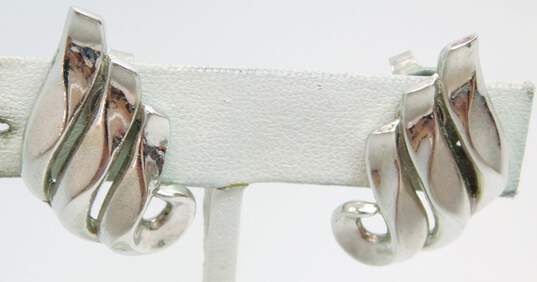 Vintage Crown Trifari Silver Tone Clip-On Earrings 11.1g image number 1