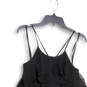 Womens Black Ruffled Spaghetti Strap Round Neck Short Mini Dress Size Small image number 1