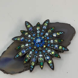 Designer Joan Rivers Multicolor Swarovski Crystal Stone Flower Brooch Pin