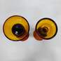 2 Vintage Tortoise & Amber Hand Blown Pillar Candle Holders image number 2