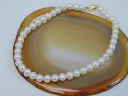 Elegant 14K Yellow Gold Clasp Pearl Bracelet 5.5g alternative image