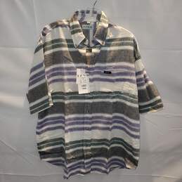 Vintage Izod Cotton Light Gray Short Sleeve Button Up Shirt NWT Size M