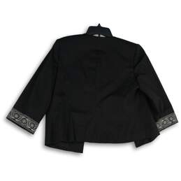 Jones New York Womens Black Embroidered 3/4 Sleeve Open-Front Jacket Size 10 alternative image