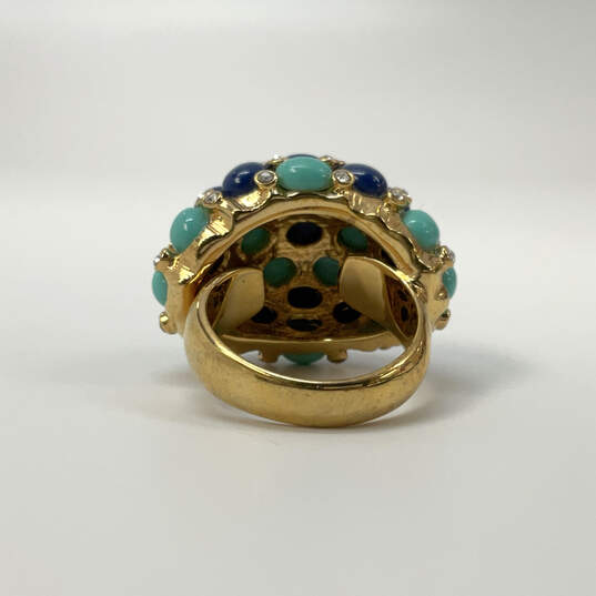 Designer Stella & Dot Gold-Tone Turquoise Multicolor Stone Band Ring image number 3