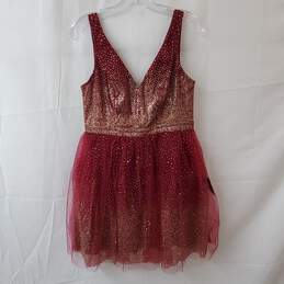 Lulus Red & Gold Glitter Ballerina Dream Mini Dress Size M